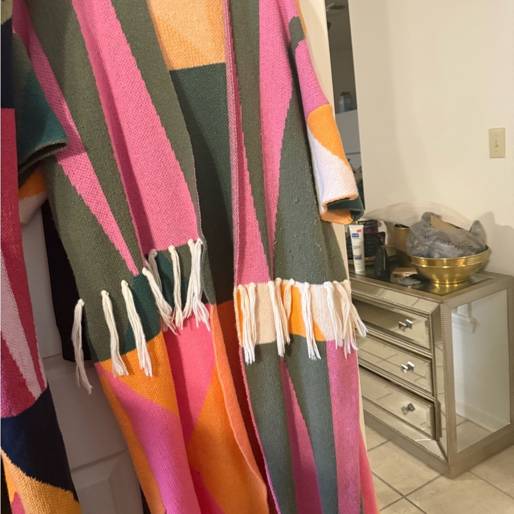 Colorful Geometric Knit Shawl